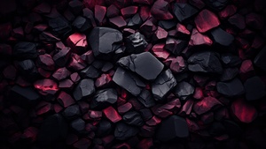 Pile of rocks, Dark aesthetic, Artistic, Black rocks, Red rocks, Volcanic, 4K wallpaper