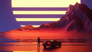 Delorean, Retro, Artist, Artwork, Digital Art, 4K wallpaper