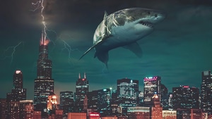 Shark, Manipulation, City, Artist, Artwork, Digital Art, 4K wallpaper