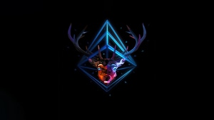 Reindeer, Justin Maller, Artist, Artwork, Digital Art, Dark, Black, Minimalism, Minimalist, Facets, 4K wallpaper