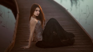 Girls, Model, Pier, 4K wallpaper