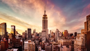 Empire State Building, New York, Cityscape, Sunset, Aesthetic, 4K wallpaper