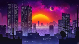Retrowave, Sunset, City, Artist, Artwork, Digital Art, Minimalism, Minimalist, Artstation, 4K wallpaper
