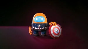 Among Us, Captain America, Superheroes, 2021 Games, Games, Artstation, 4K wallpaper