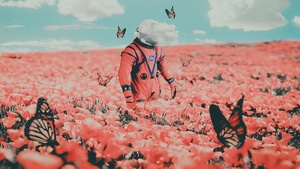 Astronaut, Butterfly, Artist, Artwork, Digital Art, 4K wallpaper