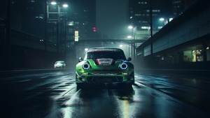 Cyberpunk, Porsche 911, Dark aesthetic, CGI, 4K wallpaper