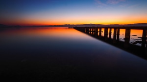 Pier, Nature, Sky, Mountains, 4K wallpaper