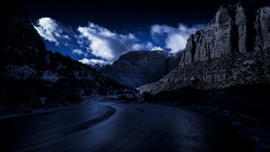National Park, Road, Mountains, Evening, 4K wallpaper