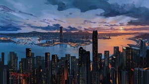 Hong Kong, City, Buildings, Artist, Artwork, Digital Art, 4K wallpaper