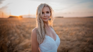 White Dress, Blonde, Girls, Model, 4K wallpaper
