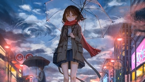 Anime Girl, Anime, Rain, Umbrella, Artist, Artwork, Digital Art, 4K wallpaper
