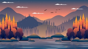 Mountains, Birds, Artist, Artwork, Digital Art, 4K wallpaper