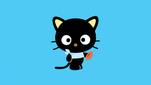 Chococat, Minimalist, Cyan background, Cute cartoon, Simple, 4K wallpaper