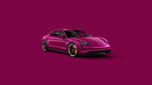 Porsche Taycan, Magenta, CGI, 4K wallpaper