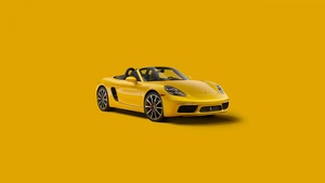 Porsche 718 Boxster, Yellow aesthetic, CGI, Yellow background, 4K wallpaper