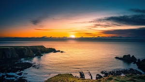 Sunrise, Waves, Sea, Coast, Scotland, Nature, 4K wallpaper
