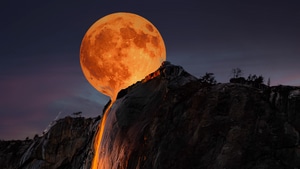 Moon, Yosemite, National Park, Nature, Manipulation, Photoshop, 4K wallpaper