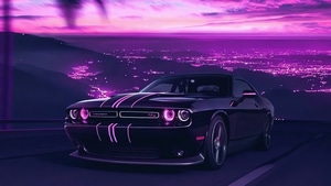 Dodge Challenger, Dodge, Cars, Vaporwave, Artist, Artwork, Digital Art, 4K wallpaper