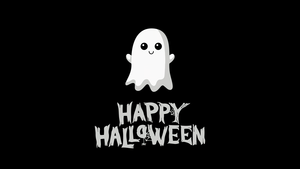 Happy Halloween, Cute ghost, AMOLED, Black background, 4K wallpaper