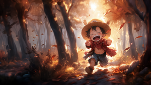 One Piece, Autumn Forest, AI art, 4K wallpaper