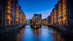 Hamburg, Germany, Cityscape, Buildings, Night City, 4K wallpaper