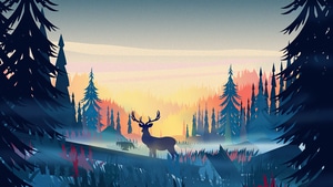 Reindeer, Deer, Minimalism, Minimalist, Artist, Artwork, Digital Art, Behance, 4K wallpaper