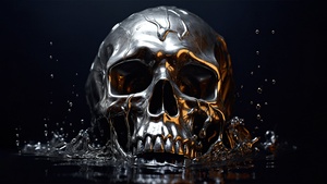 Skull, Melting, AI art, Spooky, Dark background, 4K wallpaper