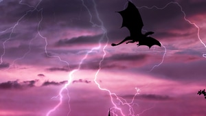 Dragon, Sky, Artist, Artwork, Digital Art, Lightning, 4K wallpaper