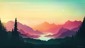 Sunset, Mountains, Minimalism, Minimalist, Artist, Artwork, Digital Art, Deviantart, 4K wallpaper