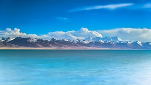 Ocean, Mountains, Sky, Nature, 4K wallpaper