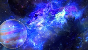Galaxy, Digital Universe, Space, Deer, Deviantart, 4K wallpaper