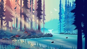 Forest, Evening, Artist, Artwork, Digital Art, Minimalism, Minimalist, Behance, 4K wallpaper
