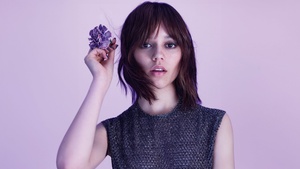 Jenna Ortega, Aesthetic, Lavender background, Portrait, 4K wallpaper