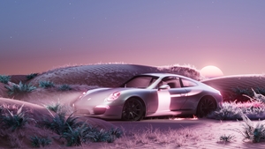 Porsche 911, Pink aesthetic, CGI, Surreal, 4K wallpaper