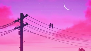 Birds, Twilight, Moon, Pink, Artist, Artwork, Digital Art, 4K wallpaper
