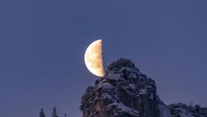 Moon, Mountains, Nature, Alps, 4K wallpaper