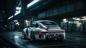 Porsche 911, Cyberpunk, CGI, 4K wallpaper