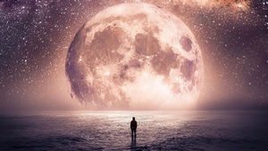Moon, Alone, Artist, Artwork, Digital Art, 4K wallpaper