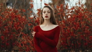 Girls, Model, Red Dress, 4K wallpaper