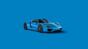 Porsche 918 Spyder, Blue aesthetic, CGI, Blue background, 4K wallpaper