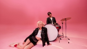 Rose (Blackpink), Bruno Mars, Red background, 4K wallpaper