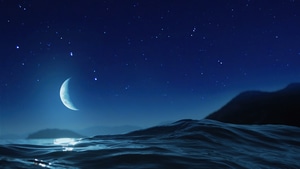 Moon, Night, Ocean, Nature, 4K wallpaper
