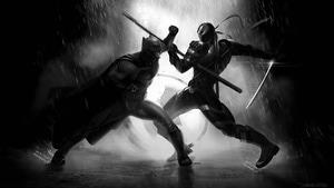 Batman, Deathstroke, Superheroes, Artist, Artwork, Digital Art, Monochrome, Black And White, 4K wallpaper