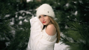Girls, Model, Snow, 4K wallpaper