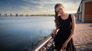 Girls, Model, Black Dress, 4K wallpaper