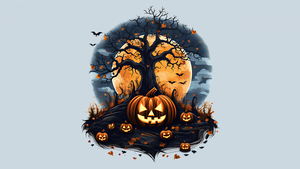 Halloween pumpkins, AI art, Halloween night, 4K wallpaper