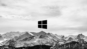 Windows, Microsoft, Logo, Computer, Nature, Mountains, Snow, Winter, Monochrome, Black And White, 4K wallpaper