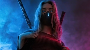 Neon, Warrior, Sword, Artist, Artwork, Digital Art, 4K wallpaper