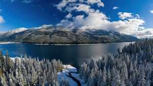 Lake, Nature, Sky, Mountains, 4K wallpaper
