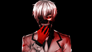 Ken Kaneki, Blood, AMOLED, Tokyo Ghoul, Black background, 4K wallpaper